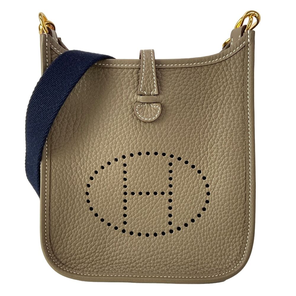 Hermès Evelyne TPM Amazone Shoulder Bag Etoupe Blue Indigo